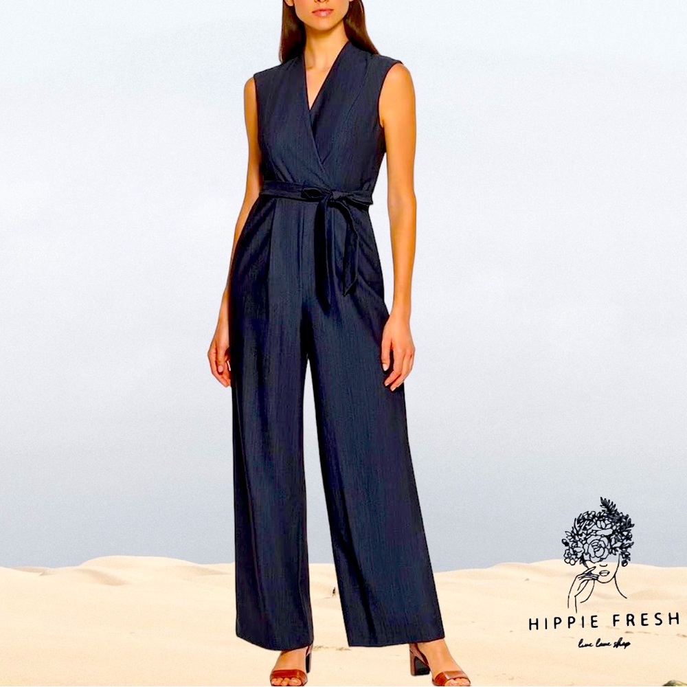 Calvin Klein Black Sleeveless Button Front Jumpsuit Size 10